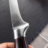 Kitchen Knife Boning Damascus Laser Pattern